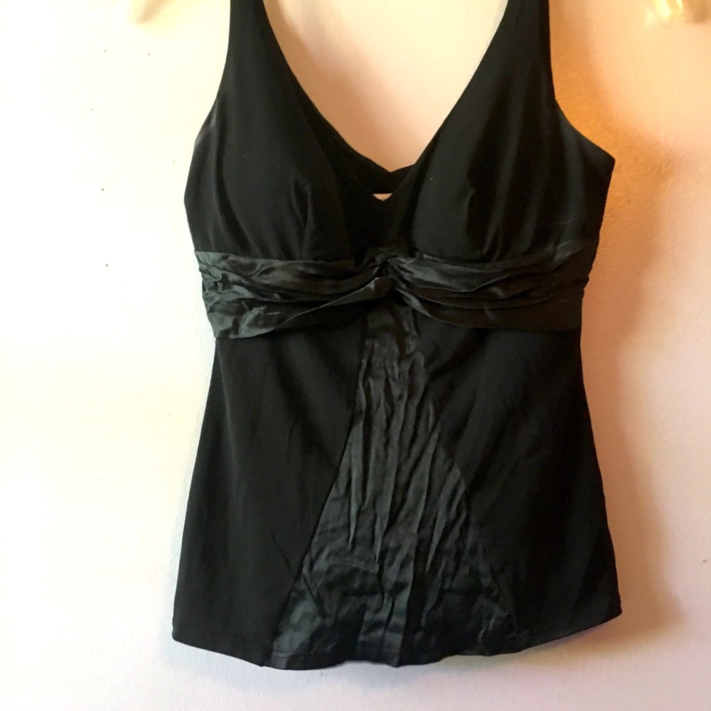 COPY - Cache Stretch V-Neck Satin Pleated Tank Top